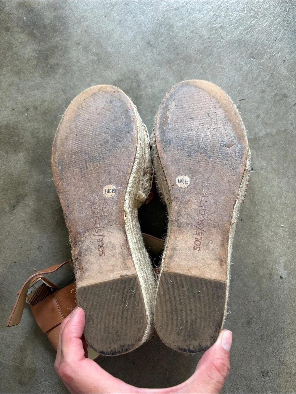 Some Society Tan Cross-Strap Espadrille Wedges